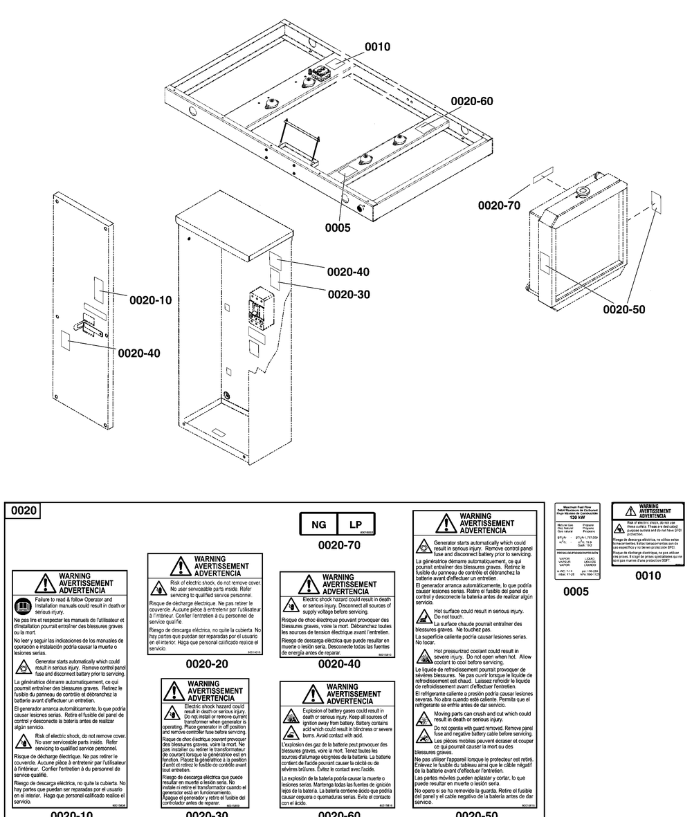Decals Group - Base Diagram and Parts List for 080087-00  Briggs and Stratton Generator